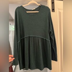 Chic Soul Dark Green Long Sleeve Top